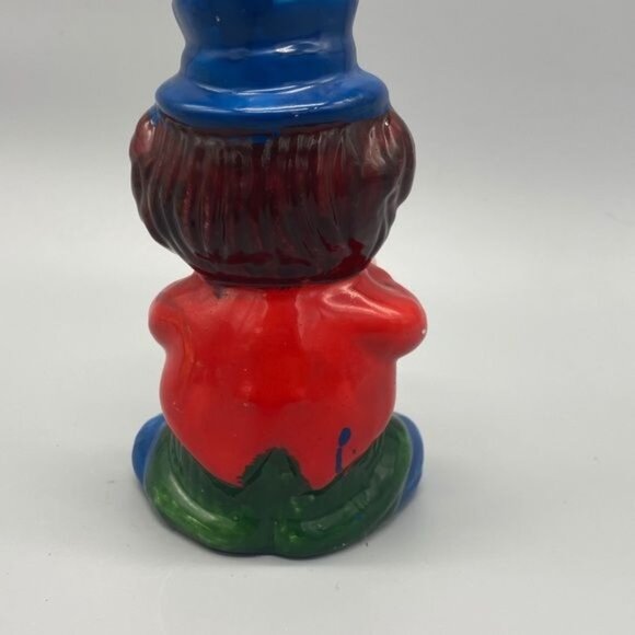 Unique Vintage Hand-painted Clown figurine 6" tall blue green READ - Picture 2 of 3
